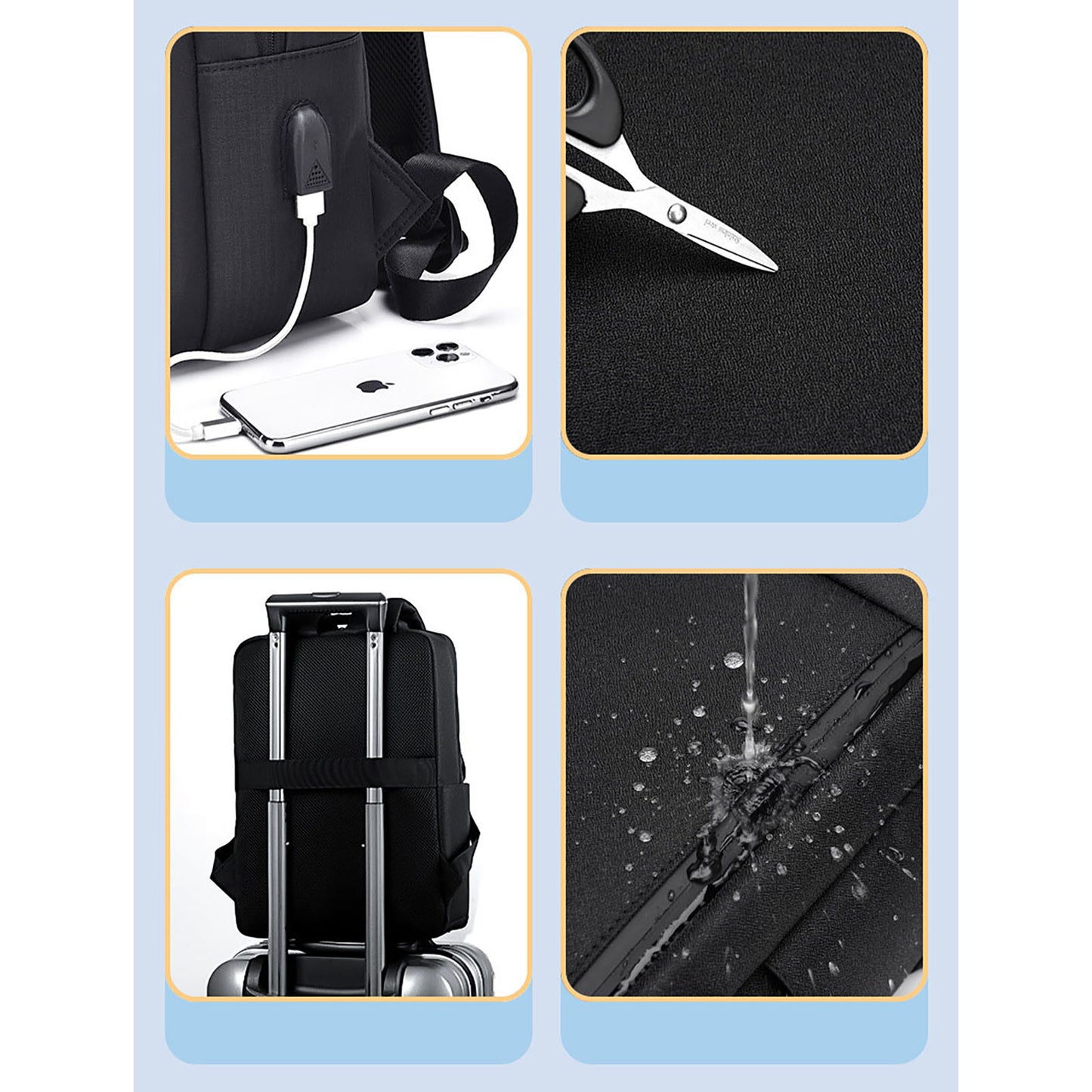 Etamibel 18 Inch Durable Waterproof Laptop Backpack with Interior Computer Interlayer and USB Charging pot.